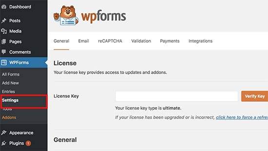 WPformslicencekey as part of creating WordPress poll from Wpforms