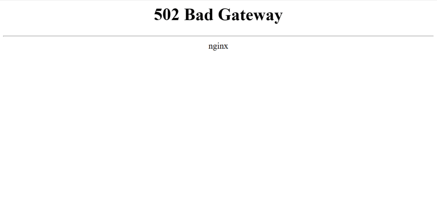 502 bad gateway error