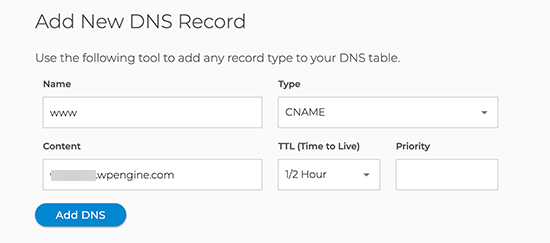 add cname record