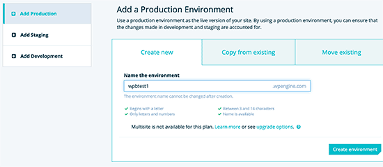add site environment