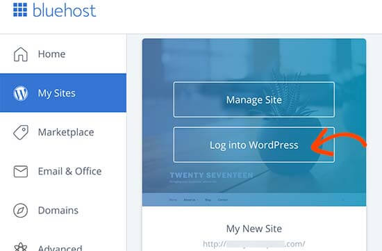 bluehost login to wp