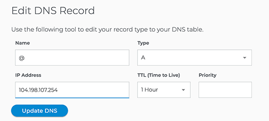 dns a record value