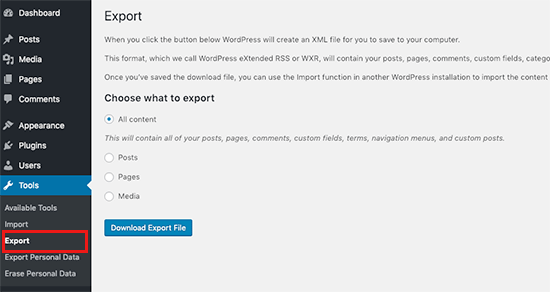 migrate data in wordpress