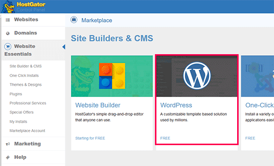 run wp installer hostgator