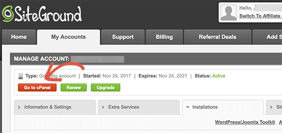 sg cpanel
