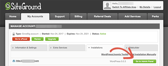 visit admin panel