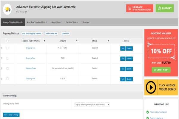 Advanced Flat Rate Shipping WooCommerce plugin