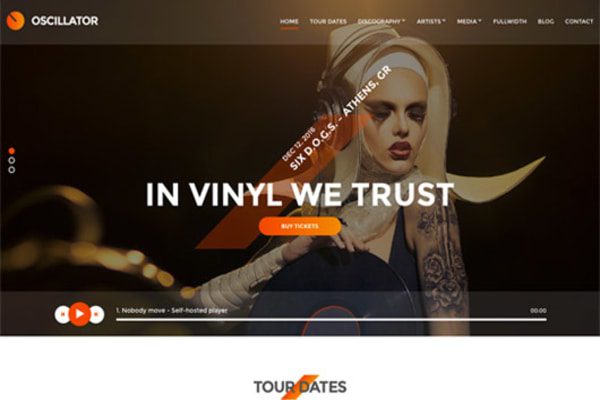 Oscillator WordPress theme for musicians