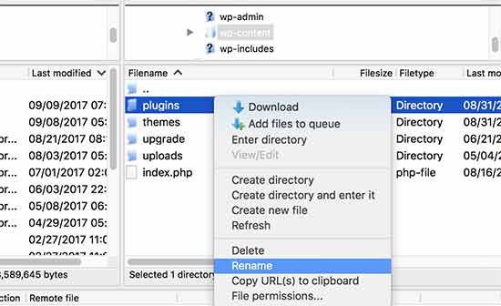 Rename plugins - Fix 503 Service Temporarily Unavailable Error