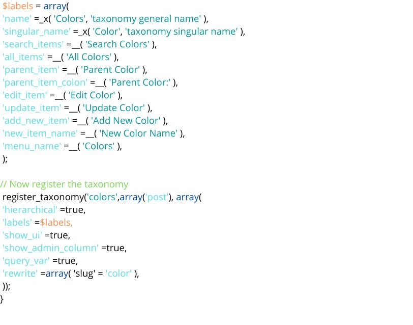 WordPress Custom Taxonomy with Manual Codes (Hierarchical)