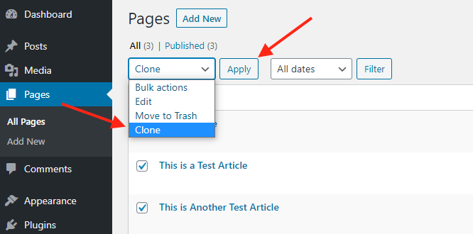 Duplicate pages in bulk